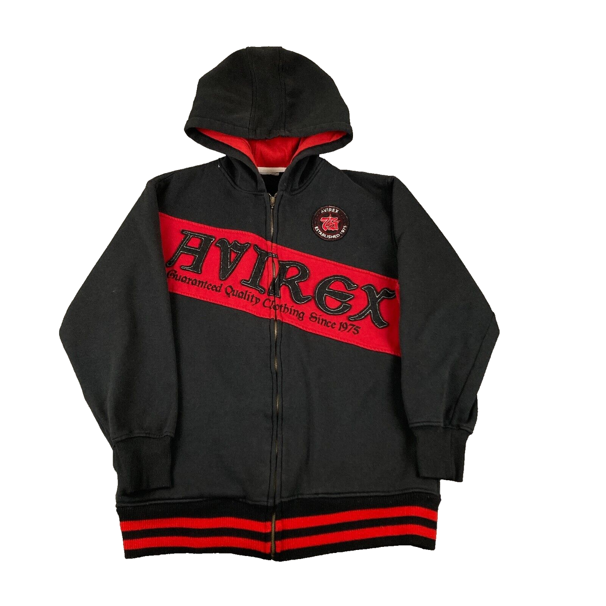 Vintage Y2K Avirex Full Zip Hoodie S / M Mall Goth Black Red Spell