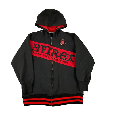 Vintage Y2K Avirex Full Zip Hoodie S / M Mall Goth Black Red Spell