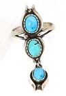 Shube Dakota West turquoise sterling silver three stone charm vintage ring size