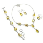 Yellow Mystic Topaz Gemstone Ethnic 925 Sterling Silver Necklace Jewelry Set J07