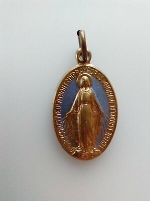Vintage Catholic Blue Enamel Miraculous Medal Mary Religious Medal | eBay