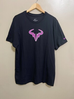 Nike Dri-FIT Rafa Nadal Tennis T-Shirt Black Purple Men's M