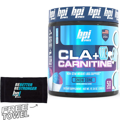 BPI Health CLA + Carnitine 50 Servings Non-Stim Formula w TOWEL [PICK FLAVOR]
