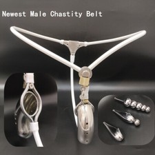Male Chastity Belt Device Stainless Steel Lock Chastity Cage Back Metal Pants