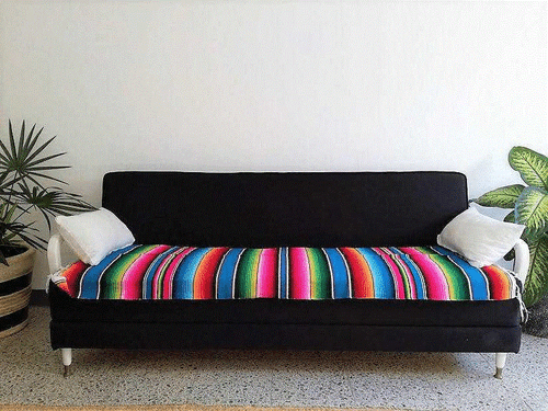 Mexikanische Decke Sarape Serape Tuch Schal Umhang Teppich Regenbogen Yoga Picknick Camping - Bild 7 von 15