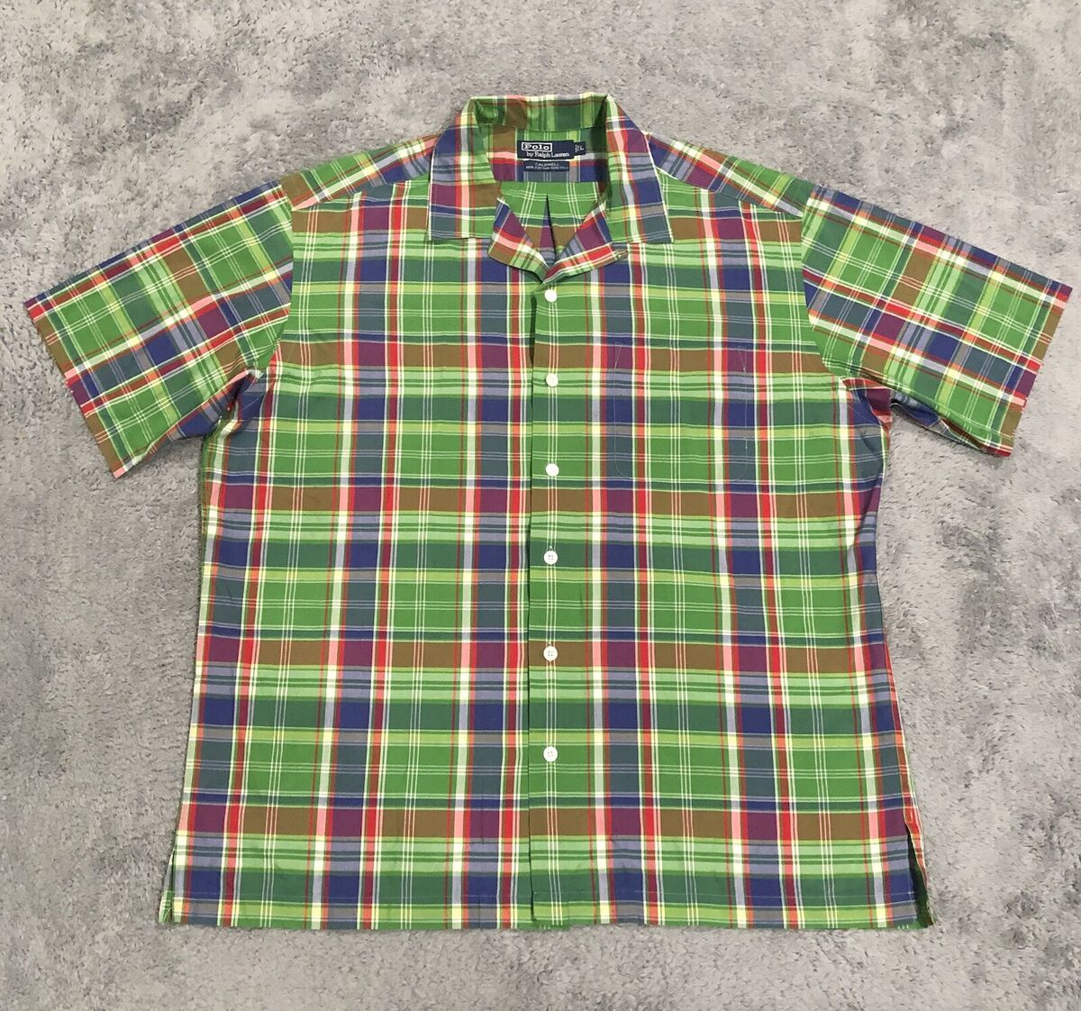 Vtg 90s Polo Ralph Lauren Shirt Men's L Plaid Caldwell Loop Vtg 90s Polo Ralph Lauren Shirt Men's L Plaid Caldwell Loop