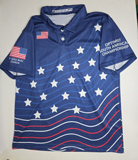 Lon Gundie Men's M Mesh Polo American Flag Allover Print Red White Blue USA Made