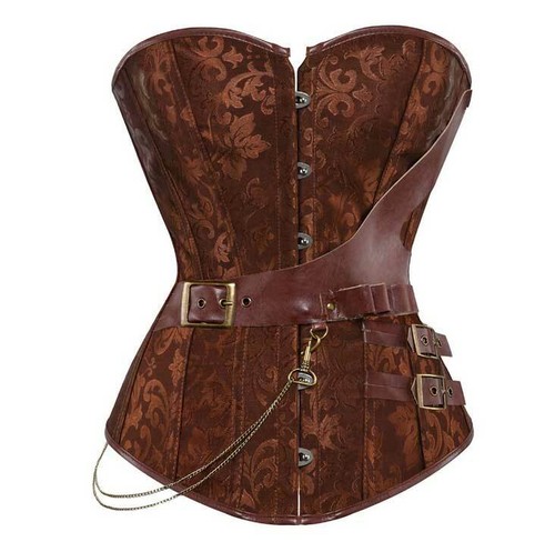 Retro Burlesque Corset Cincher Bustier Punk Goth Brocade Warrior Costume Shaper - Picture 24 of 30