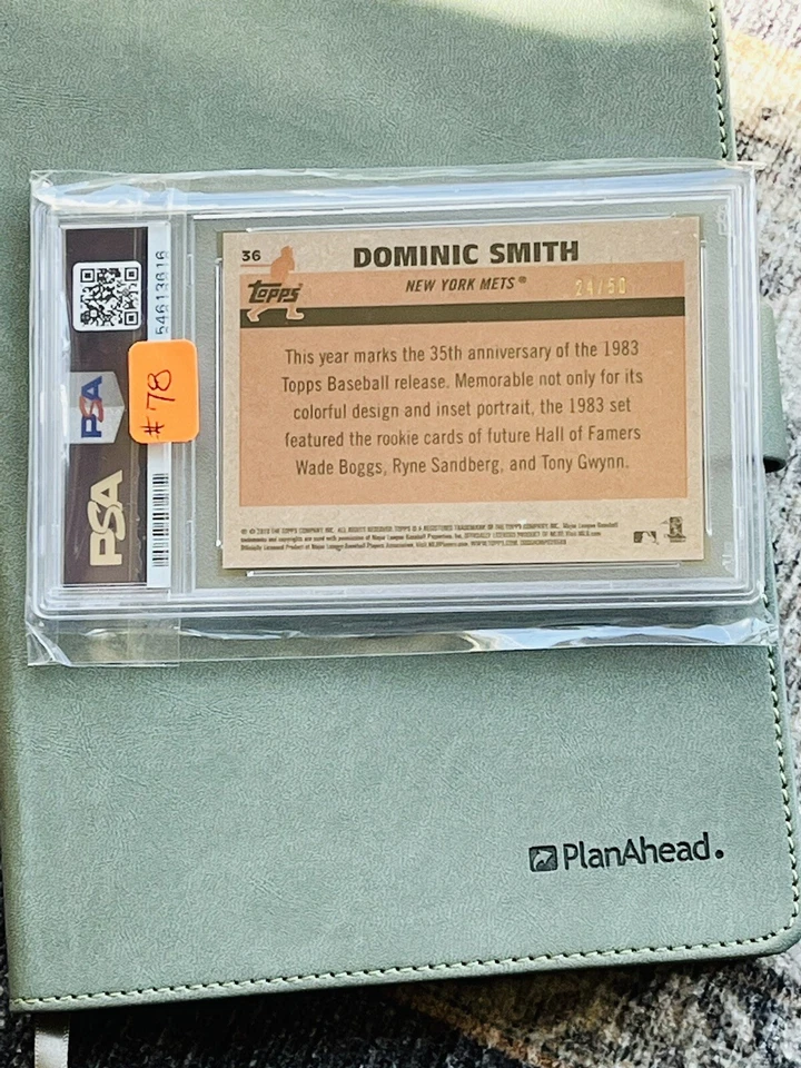 Dominic Smith 2018 Topps Chrome Silver Pack 83’ Gold Ref/50 (RC) #36 PSA 9 POP 2 - Image 4 of 4