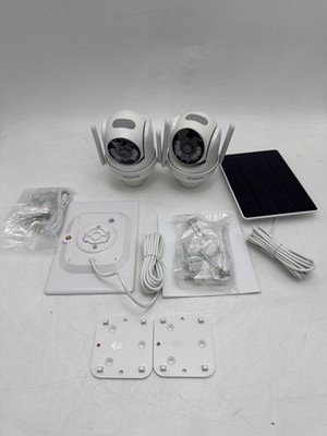 SEHMUA 2K Solar Security Cameras Wireless 2 Pack 360° View Pan RBX-S73 - White