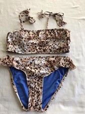 NEW Hobie Girls  Safari Surf Tankini BIKINI Swim Set Size 12 Animal Print