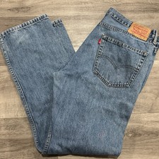 Levis 505 Regular Fit Jeans Mens 36x32 Medium Wash Blue Denim Straight Leg