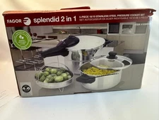 Fagor Splendid 2 in 1  Pressure Cooker 18/10 Stainless Steel  5 pc Set , In Box