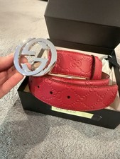 GUCCI MENS RED LEATHER BELT SIZE 95/ 38