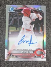 ENRY TORRES 2025 1st Bowman Chrome #CPA-ET Prospect Refractor AUTO /499 Reds ⚾️