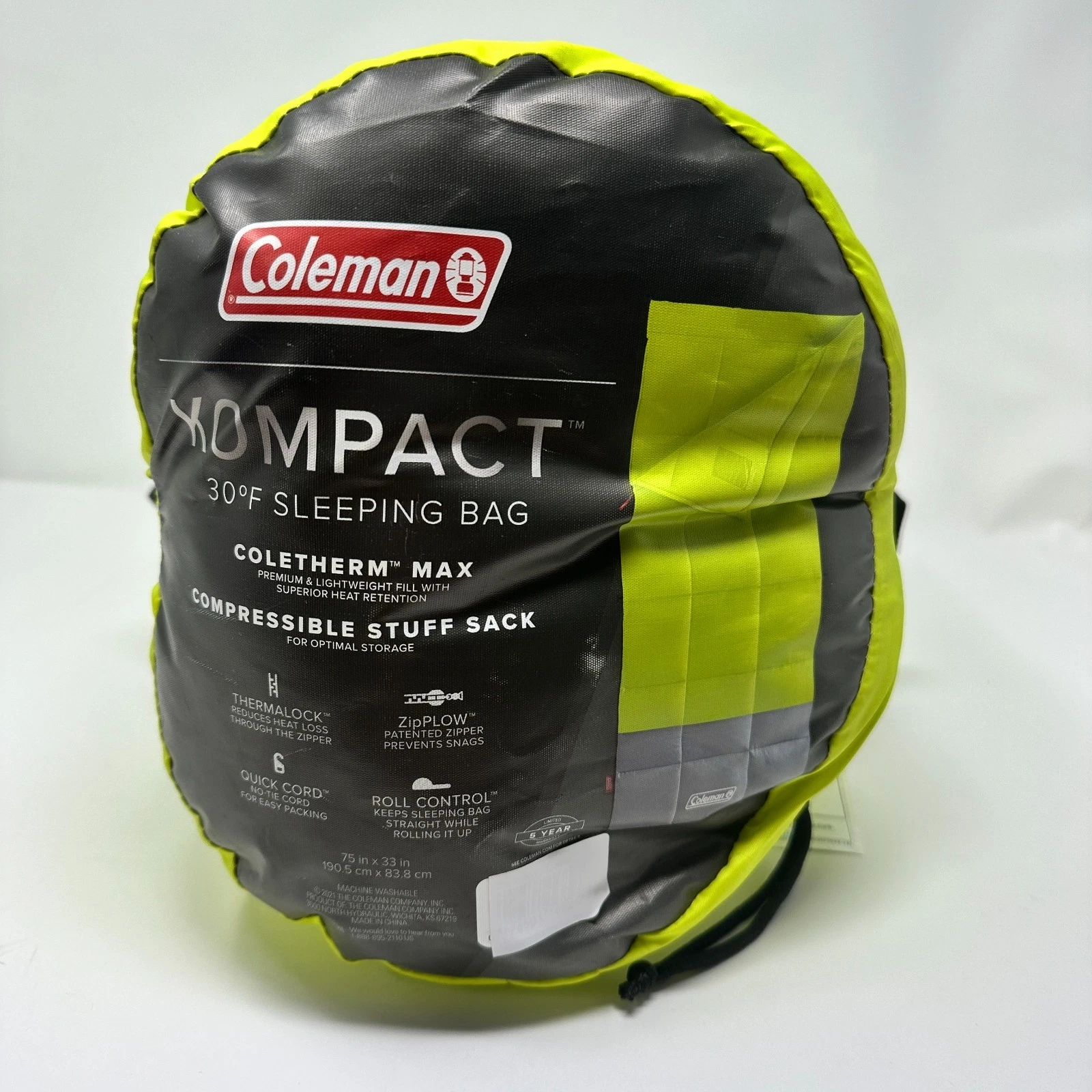 Coleman Kompact Sleeping Bag 30 °F Adult Camping Lightweight - Pre-owned