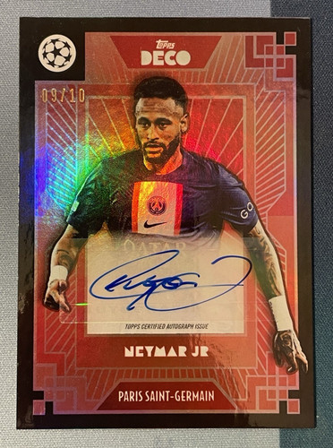 2022-23 Topps Deco Neymar Jr Red Auto /10 Paris St-Germain PSG
