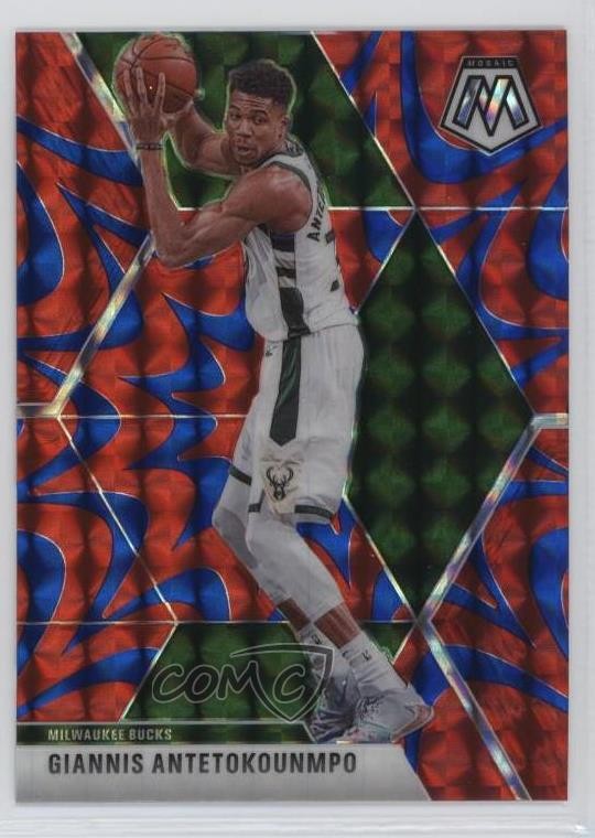 2019-20 Panini Mosaic Reactive Blue Prizm Giannis Antetokounmpo #75 18ao