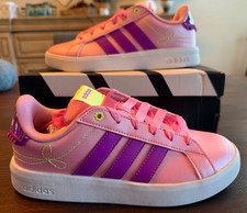 Adidas Grand Court 3.0 KI1759 Pink Purple Girls 5Y Women 6 Ribbon laces NEW