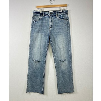 Sneak Peek NWT Straight Leg Jeans Womens 30 Distressed Ripped Raw Hem High Rise