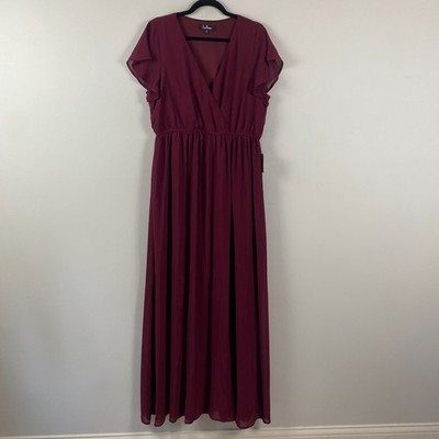 Lulus Lost in the Moment Burgundy Maxi Dress Bridesmaid Wedding Dress Size  XL | eBay