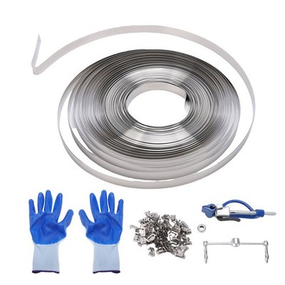 Steel Strapping Kit 3/4inx100ft Stainless Steel Banding Tape Ratchet Tension SET