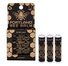 Natural Beeswax Lip Balm, Unscented, 3 Count   Handcrafted Moisturizer