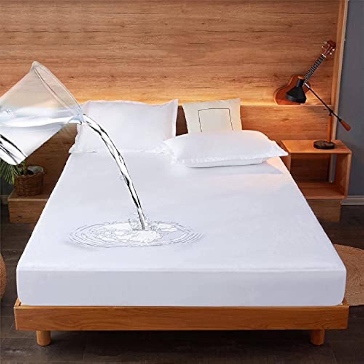 Double Mattress Protector Waterproof Fitted Cover Washable Breathable - Image 2