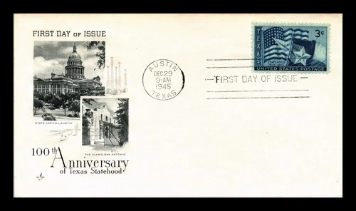 US COVER ARTCRAFT FIRST DAY OF ISSUE TEXAS STATEHOOD 1845 TO 1945