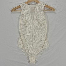Victoria's Secret Bodysuit Lace Mesh High Neck Sheer Deep V Victoria's Secret