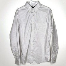 Charles Tyrwhitt Dress Shirt Gray Stripe L Men's Slim Fit Non Iron