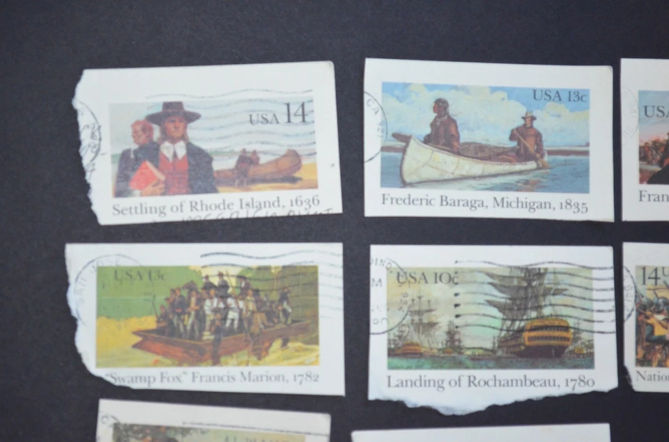 US Cut Square Stamps Lot of 8 Historical Pictures - Image 4 of 4