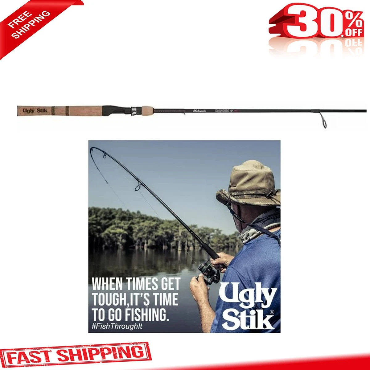 Ugly Stik Elite Salmon/Steelhead Spinning Rod, 8'6" Medium Fishing Rod, 2  Piece | eBay
