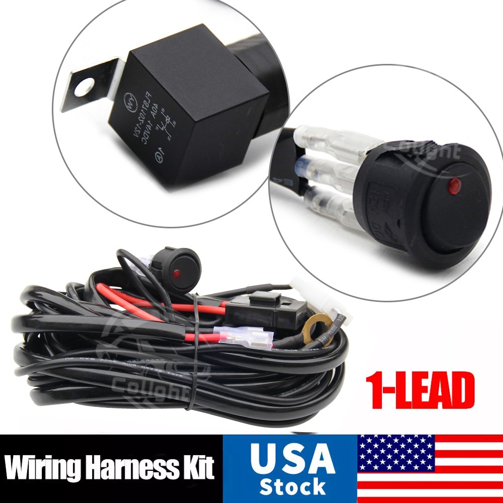 12 V 40A Universele LED Lichtbalk Bedrading Harness, Auto LED Mistlamp Aan/Uit Schakelaar Kabelboom Zekering Relais Kit Fit voor Meeste Voertuig