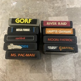 Video Game Lot 1980s Atari 2600 Colecovision Moon Patrol Super Cobra River Raid+