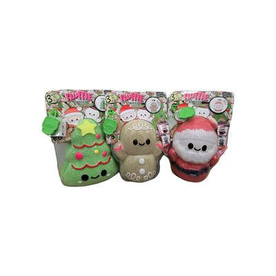 Fluffie Stuffiez Frost Christmas 7'' Plush SANTA/GINGERBREAD/TREE Lot Of 3