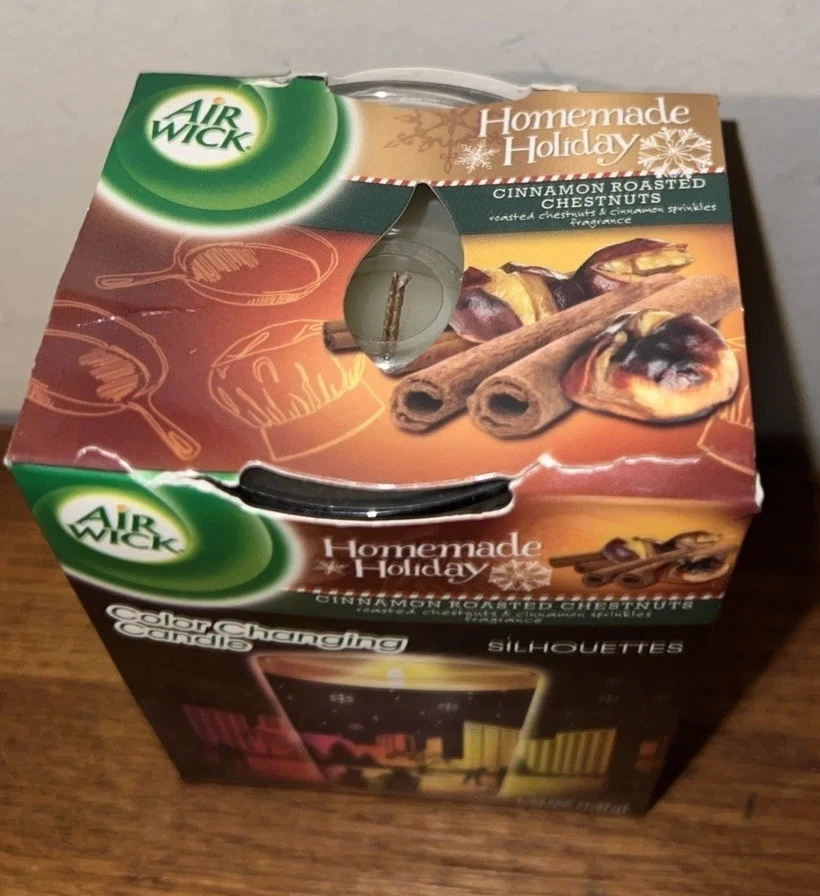 Vela Air Wick canela castañas asadas 4,23 oz siluetas cambiantes de color NUEVO Foto 2 de 4