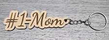 1 Mom Number One Mom , Mother's Day Engraved Wood Keychain , Charm , 1 Wooden