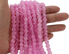 8Mm Pink Crackle Glass Beads 450Pcs round for Jewelry Making