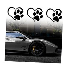 Dog Paw Love Heart Vinyl Car Decal, 3 Pack Pet Puppy Paw Print Decal for Black