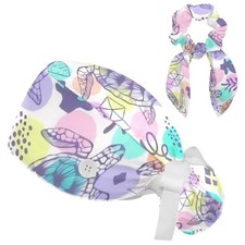 Colorful Sea Turtles Bouffant Scrub Hats with Buttons One Size, Multicolor 01