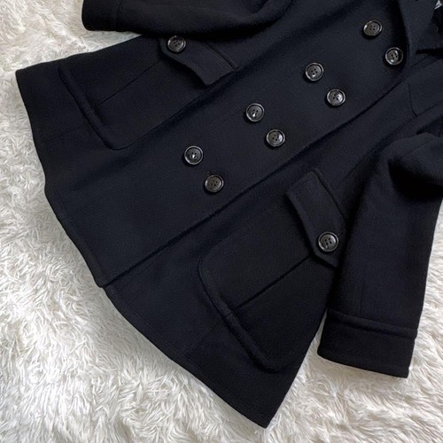 Burberry London Pea-Coat Nova Check Black Angora Blend Size 40 For Women - Picture 4 of 24