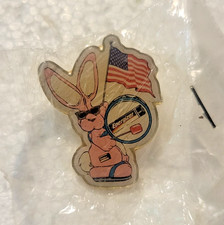 New Energizer Bunny Lapel Pin - Pink Battery Advertising - Base Drum & US Flag