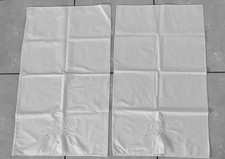PAIR Vintage 60  s White Queen Pillowcases Embroidered Scallops 32  x19  Handmade
