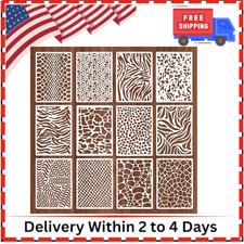 12 Pcs Stencils for Crafts Reusable, Texture Stencils for Painting, Layering