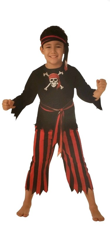 Pirate Child Costume Rubies 701383 Black Red Boys Size Small 4 - 6