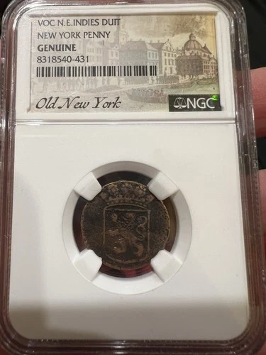 1735 VOC Dutch East India Company Duit New York PennyColonial Copper NGC Certify