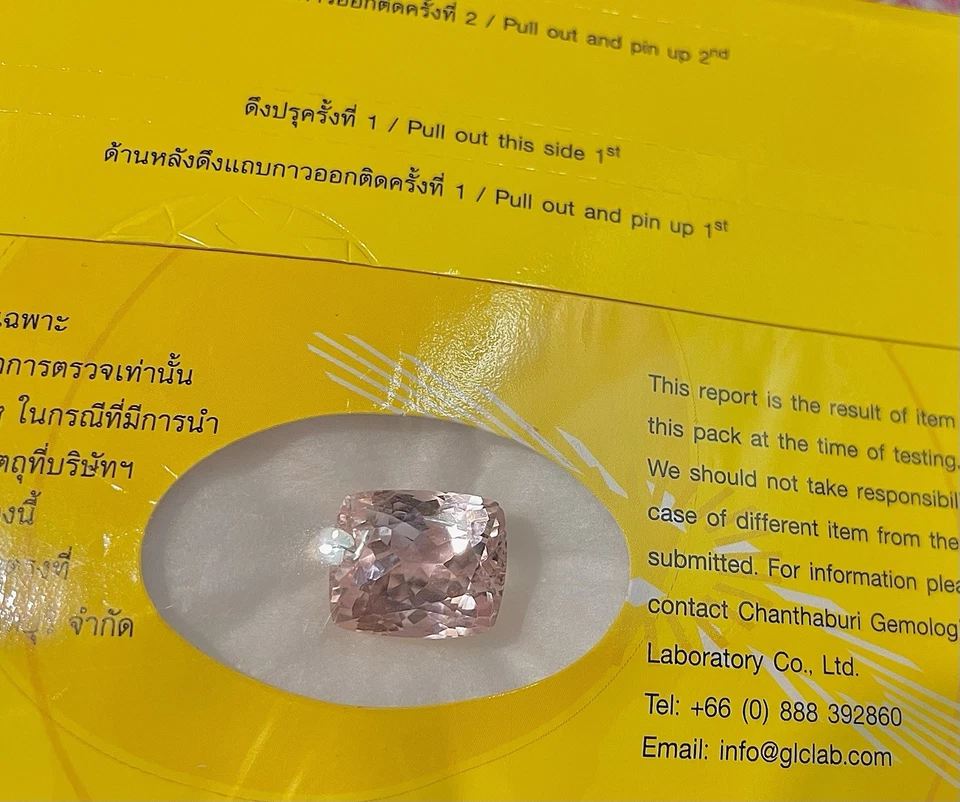 Flawless Sparkling Kunzite Light Pinkish Orange Certified  Gemstone 18.74 CTs - Image 4 of 4