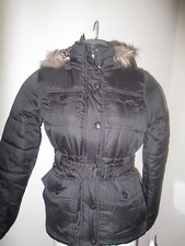 Dollhouse Faux Fur Trim Hooded Coat Belted Xs Black Nwt