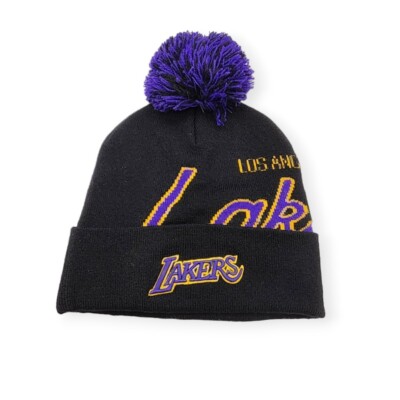 Authentic Mitchell Ness Los Angeles Lakers Script Burst Beanie